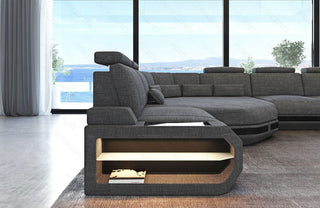 Wohnlandschaft Asti U-Form aus Stoff Grau-Schwarz