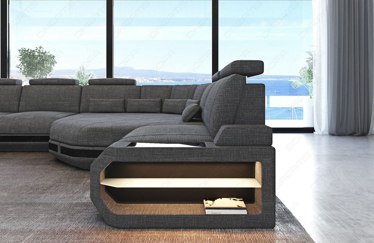 Polster Wohnlandschaft Asti U Form – Komfort und Stil Grau-Schwarz