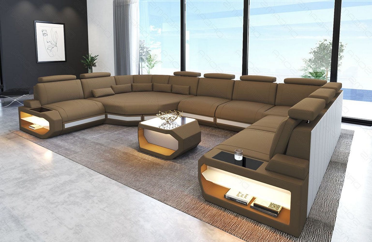 Polster Wohnlandschaft Asti U Form – Komfort und Stil Cappuccino-Weiß