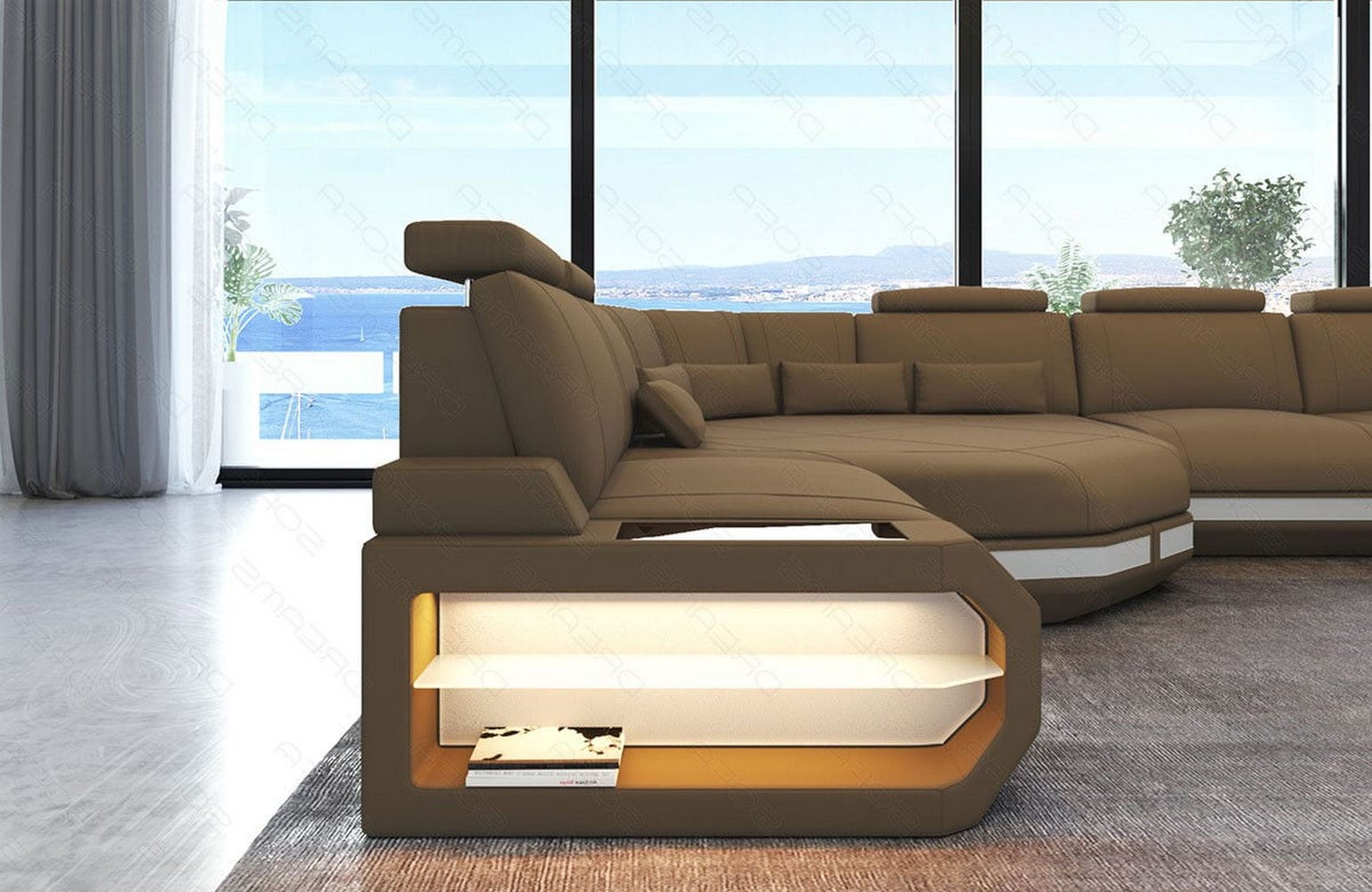 Polster Wohnlandschaft Asti U Form – Komfort und Stil Cappuccino-Weiß