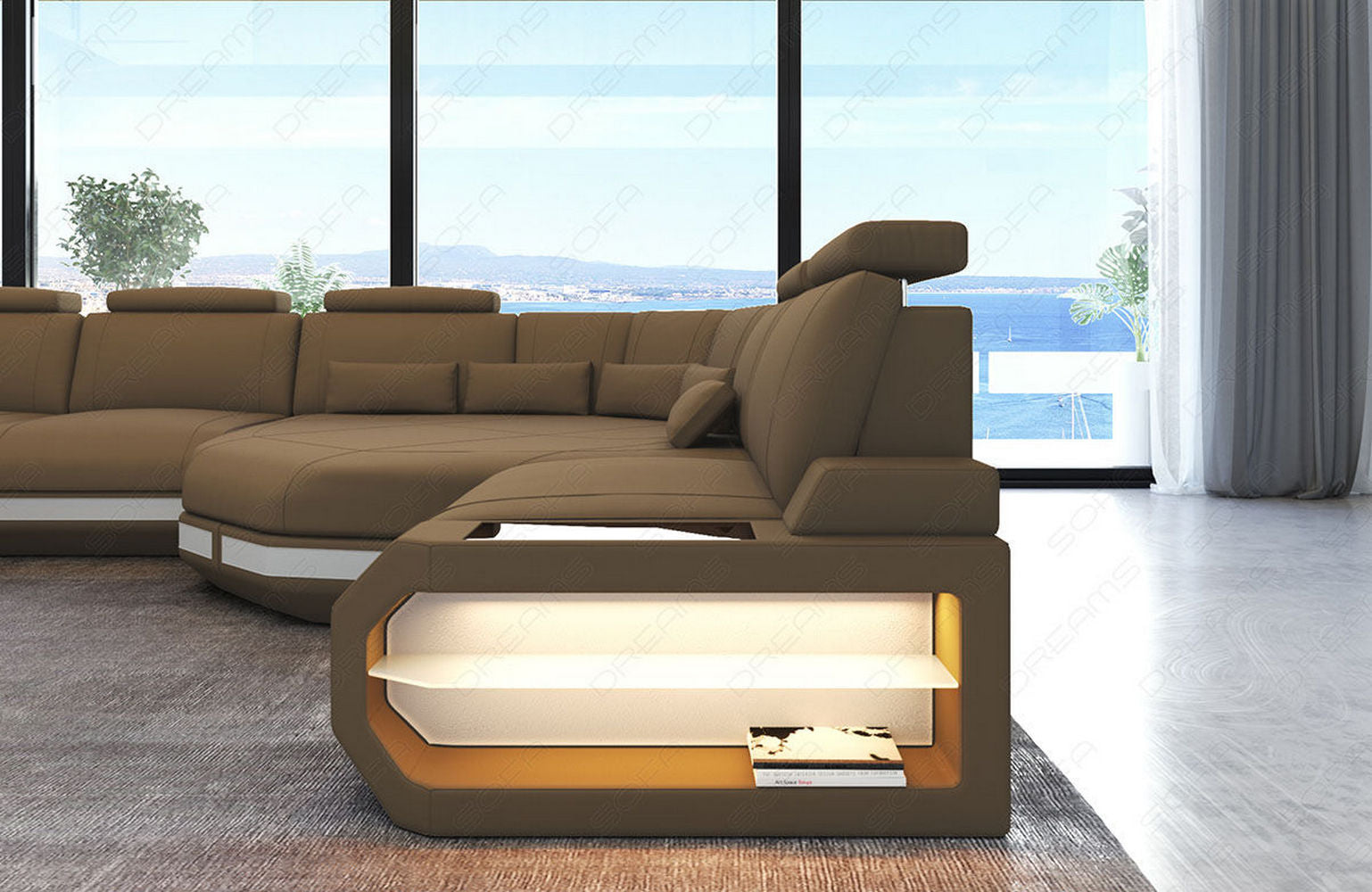 Polster Wohnlandschaft Asti U Form – Komfort und Stil Cappuccino-Weiß