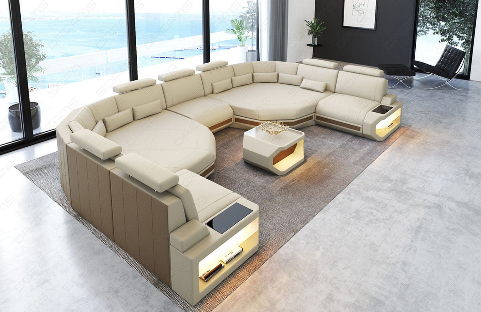 Stoff Wohnlandschaft Asti XXL – Komfort & Design Elfenbein-Sandbeige