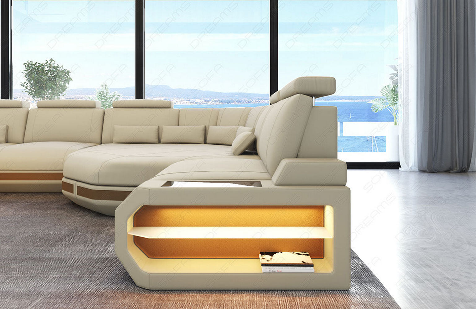 Stoff Wohnlandschaft Asti XXL – Komfort & Design Elfenbein-Sandbeige