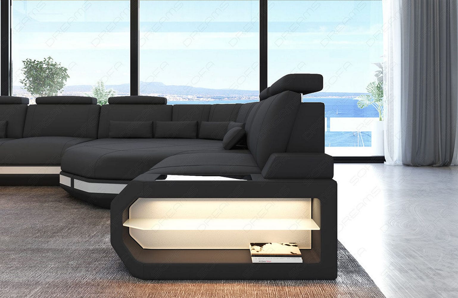 Stoff Wohnlandschaft Asti XXL – Komfort & Design Grau-Weiß