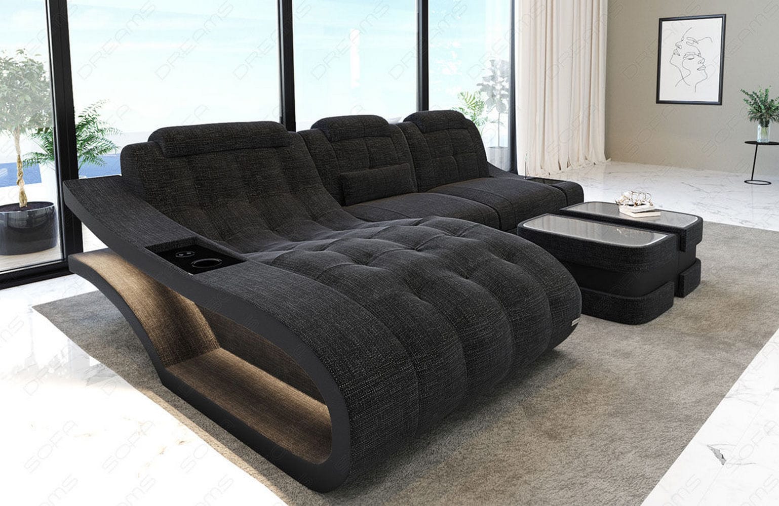 Couch Modell L Form Stoff