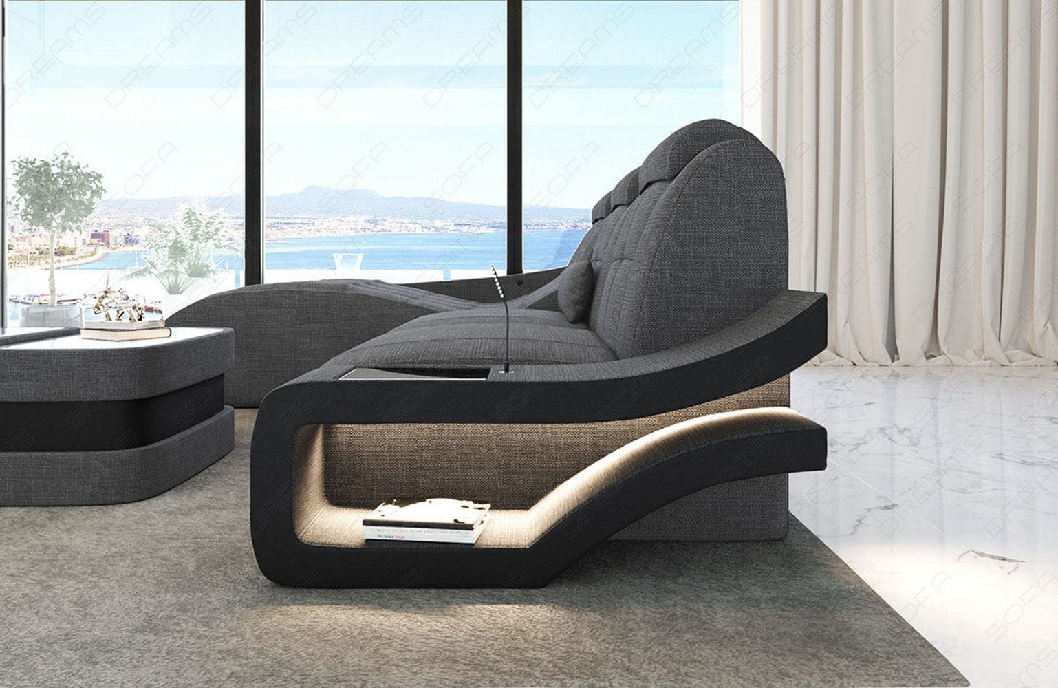 Ecksofa Elegante – Stoff & Komfort Grau-Schwarz