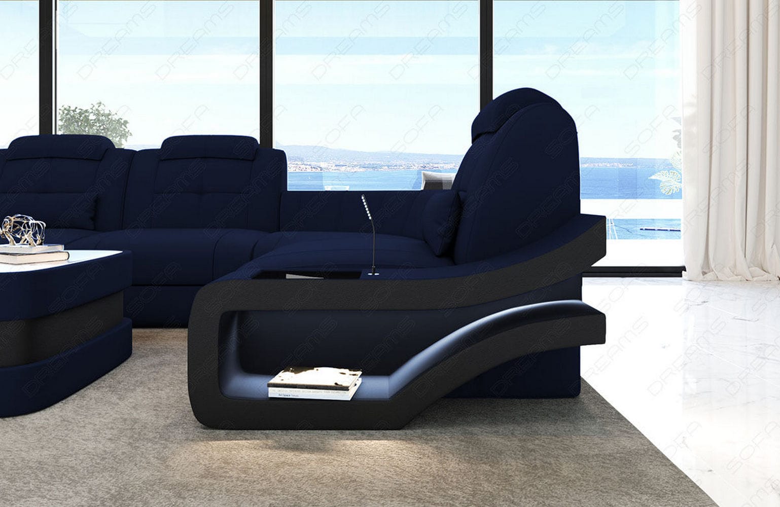Polster Wohnlandschaft Elegante – Komfort & Stil Dunkelblau-Schwarz