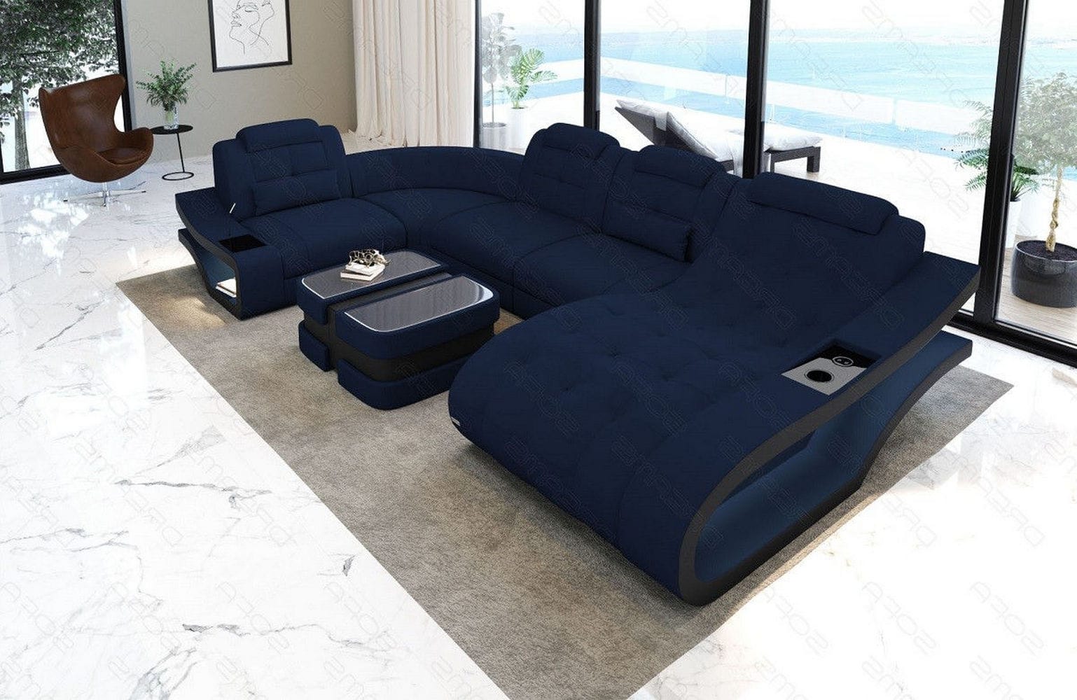 Polster Wohnlandschaft Elegante – Komfort & Stil Dunkelblau-Schwarz
