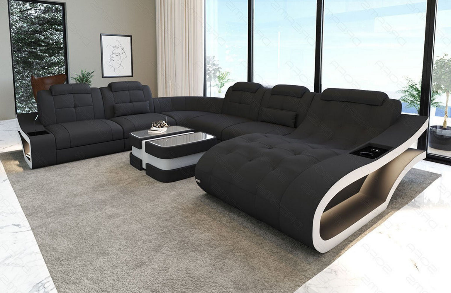 Stoff Wohnlandschaft Elegante XXL – Komfort