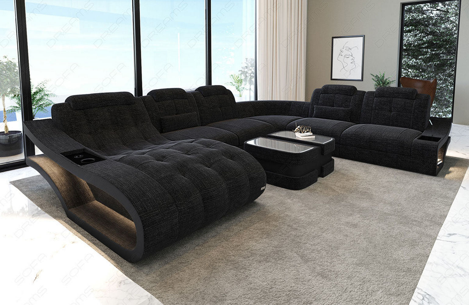 Stoff Wohnlandschaft Elegante XXL – Komfort