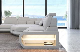 Mini Stoff Ecksofa Asti L-Form Macchiato-Weiß