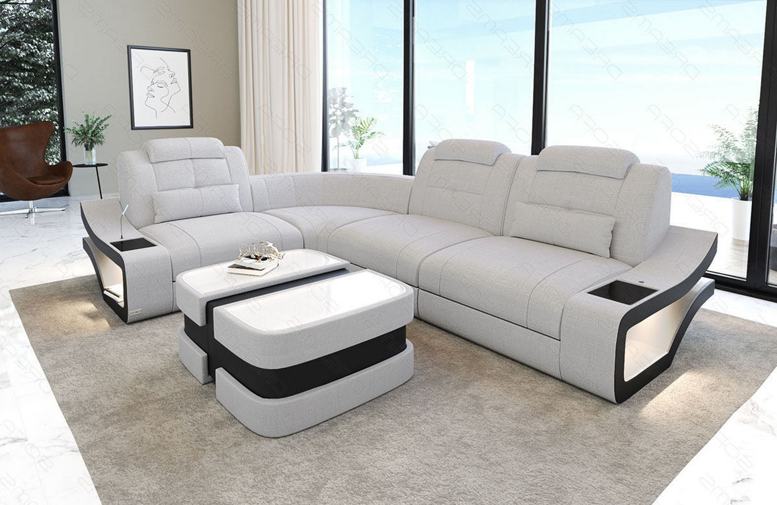 Ecksofa Elena Stoff – Modern & Komfortabel Macchiato-Schwarz