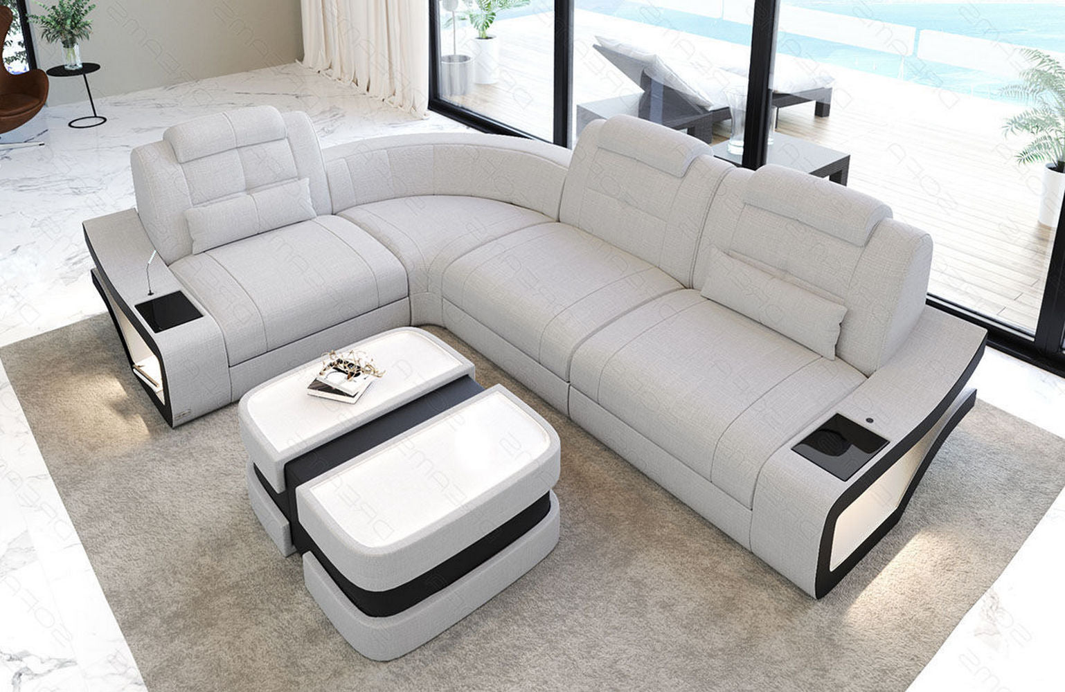 Ecksofa Elena Stoff – Modern & Komfortabel Macchiato-Schwarz