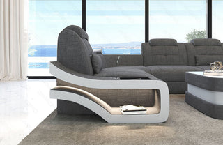 Stoff Ecksofa Elena L-Form Grau-Weiß