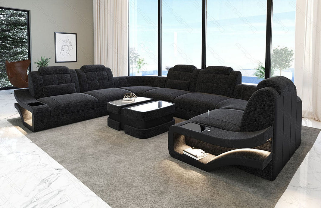 Couchlandschaft Elena U Form in Stoff