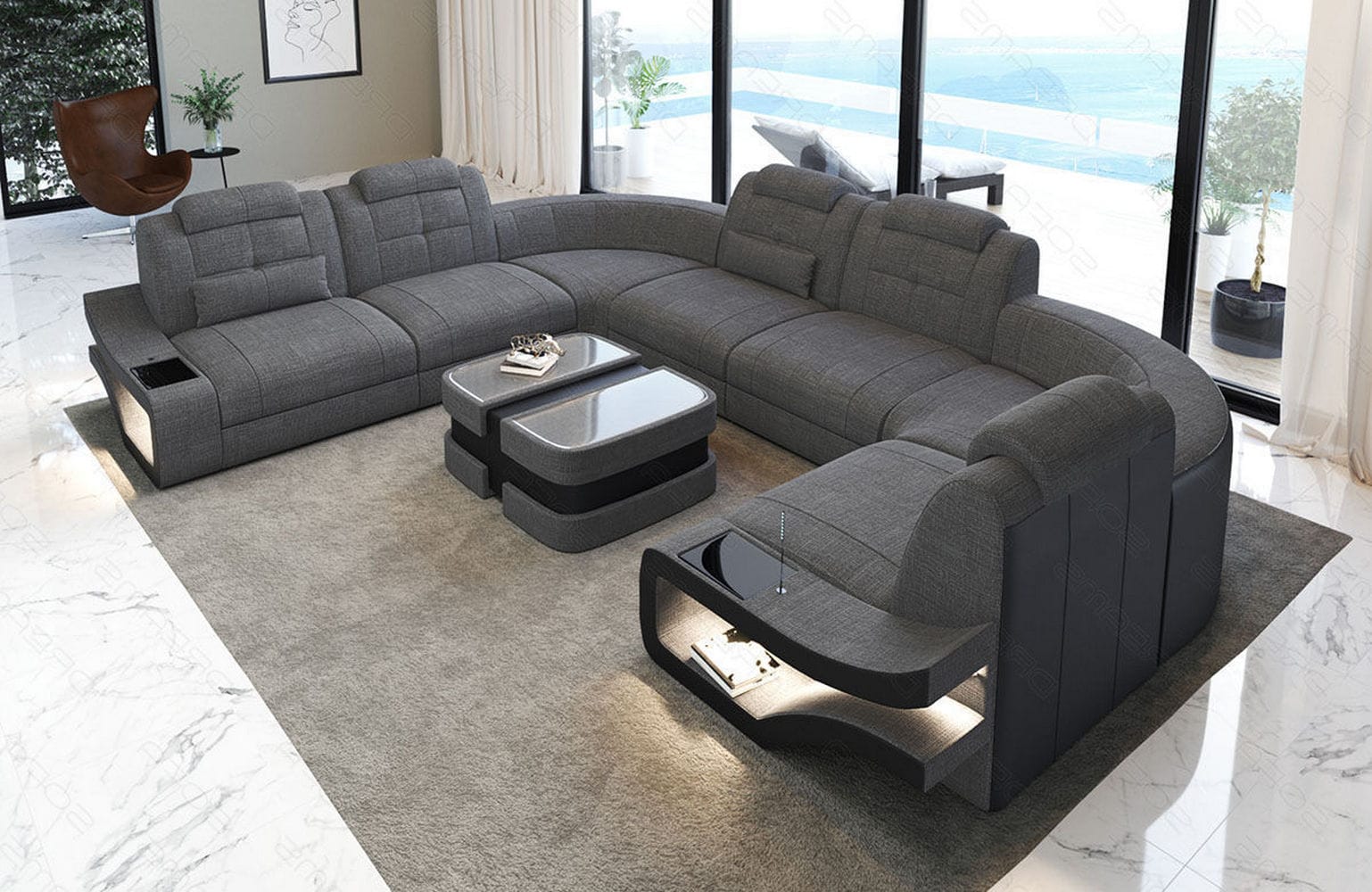 Polster-Wohnlandschaft Elena – Komfort & Stil Grau-Schwarz