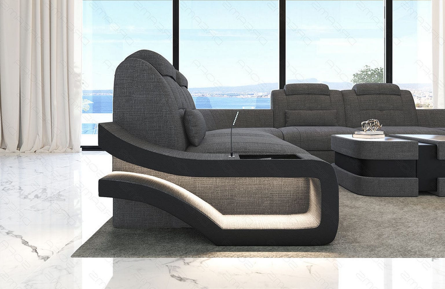 Polster-Wohnlandschaft Elena – Komfort & Stil Grau-Schwarz