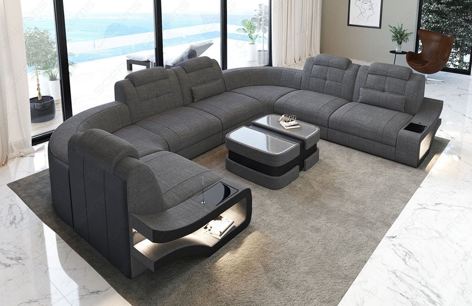 Polster-Wohnlandschaft Elena – Komfort & Stil Grau-Schwarz