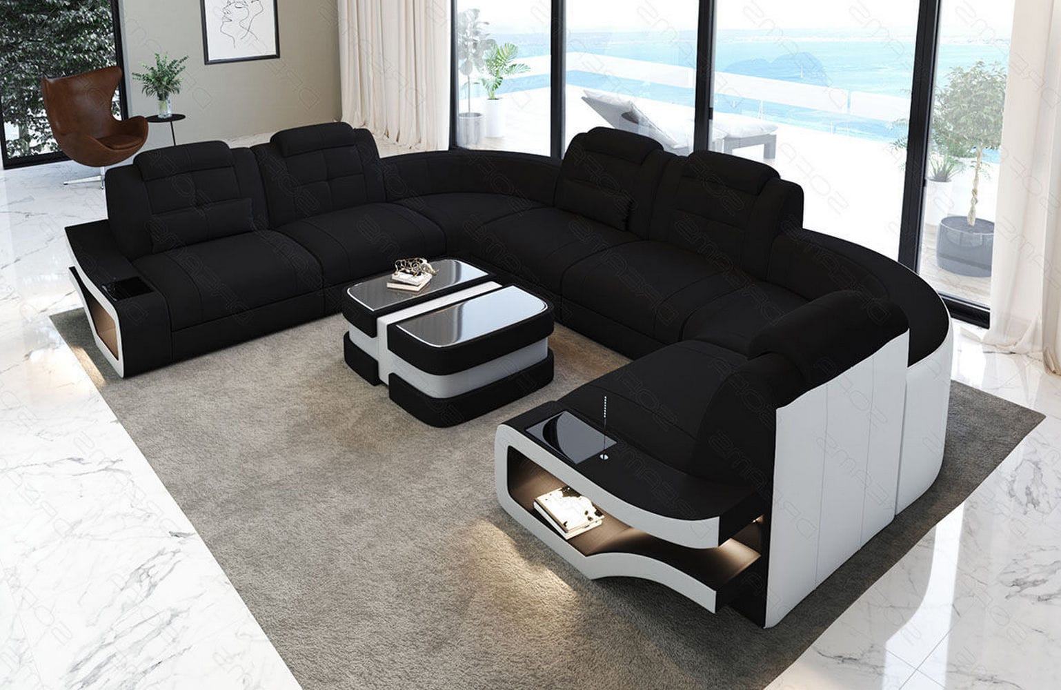 Polster-Wohnlandschaft Elena – Komfort & Stil Schwarz-Weiß