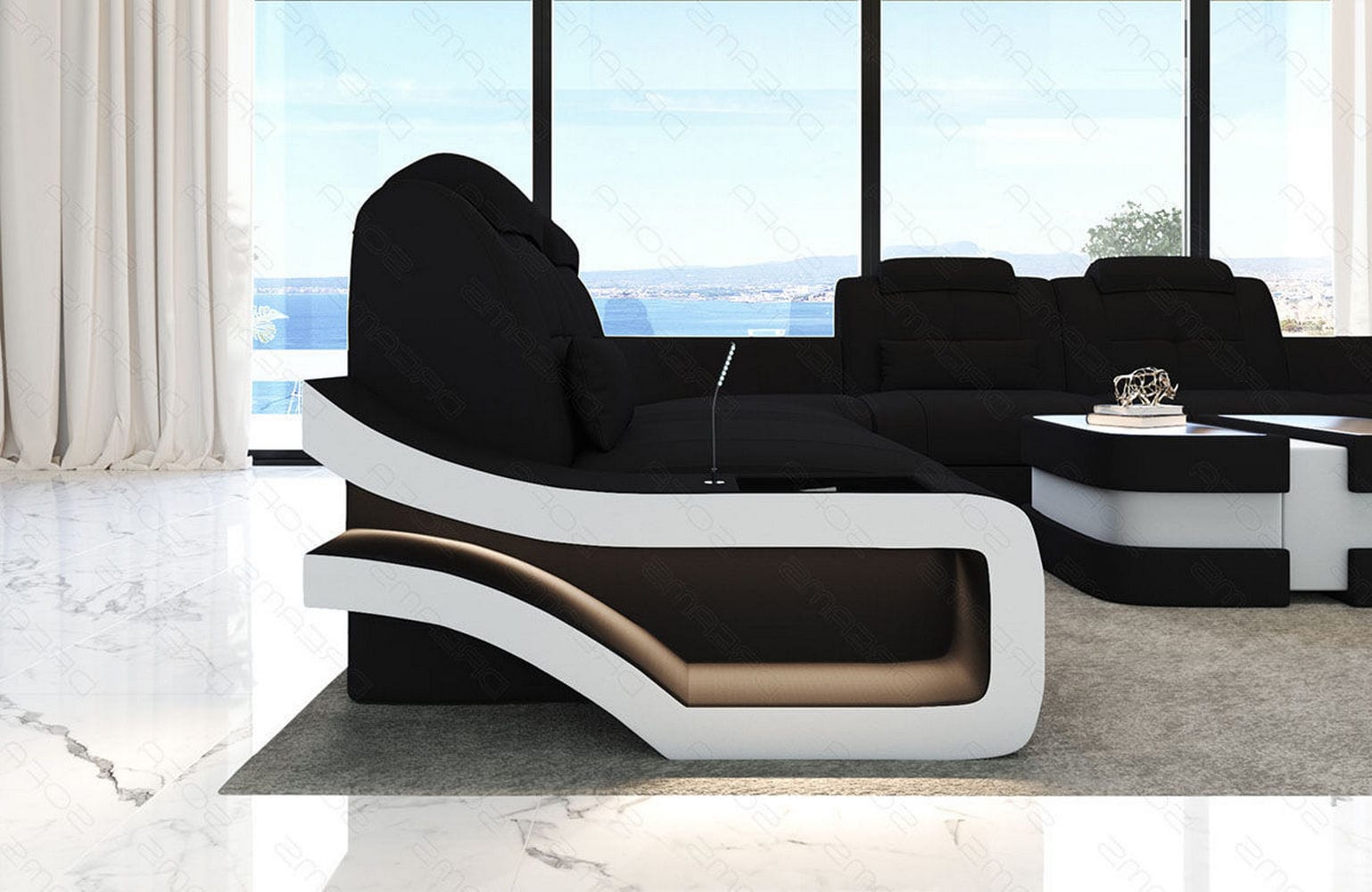 Polster-Wohnlandschaft Elena – Komfort & Stil Schwarz-Weiß