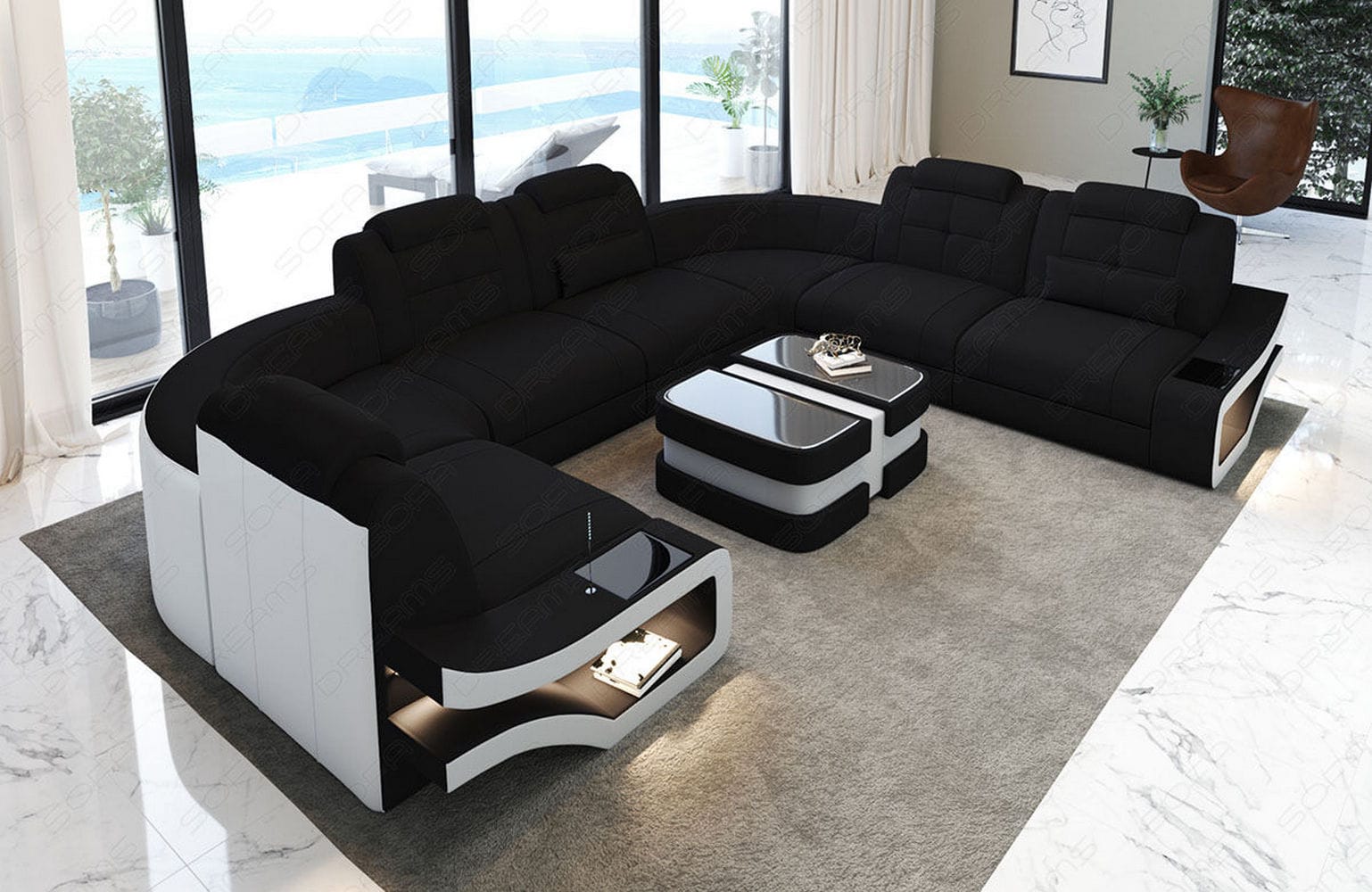 Polster-Wohnlandschaft Elena – Komfort & Stil Schwarz-Weiß