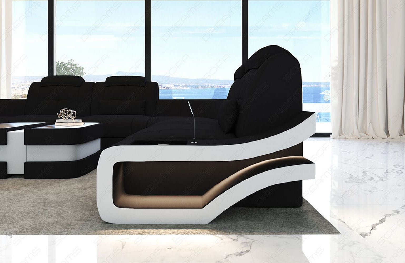 Polster-Wohnlandschaft Elena – Komfort & Stil Schwarz-Weiß