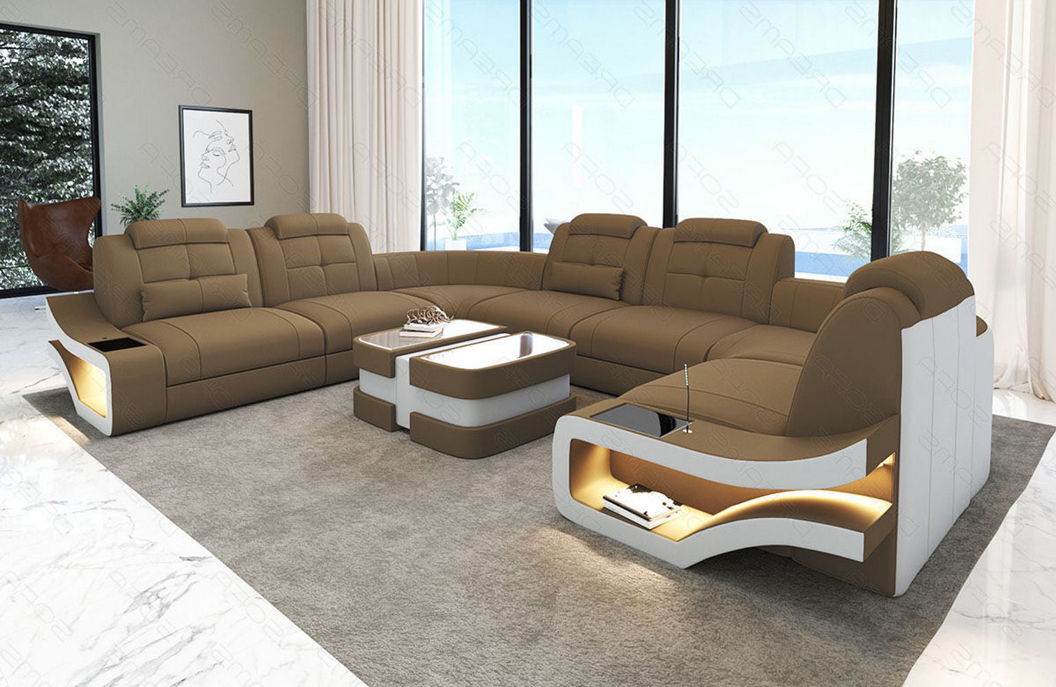 Polster-Wohnlandschaft Elena – Komfort & Stil Cappuccino-Weiß