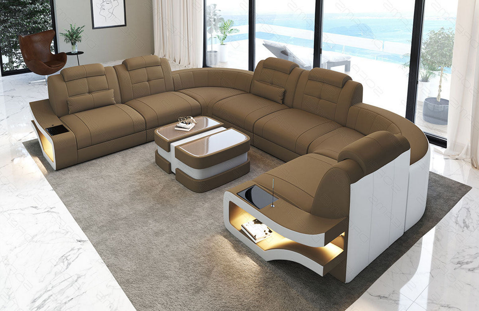 Polster-Wohnlandschaft Elena – Komfort & Stil Cappuccino-Weiß