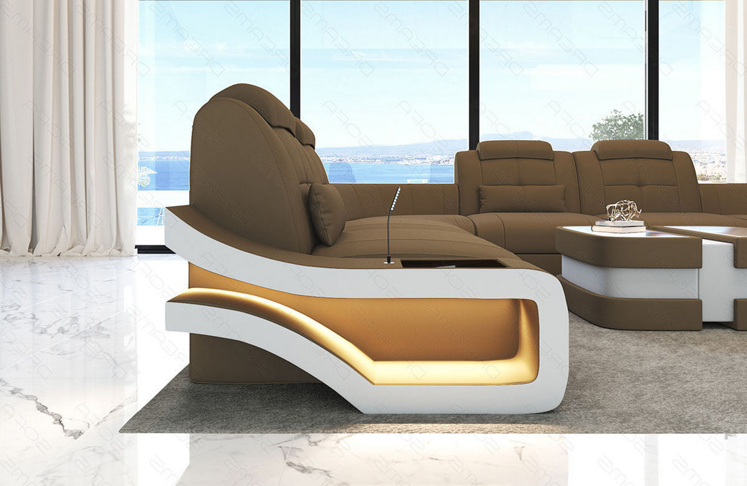 Polster-Wohnlandschaft Elena – Komfort & Stil Cappuccino-Weiß