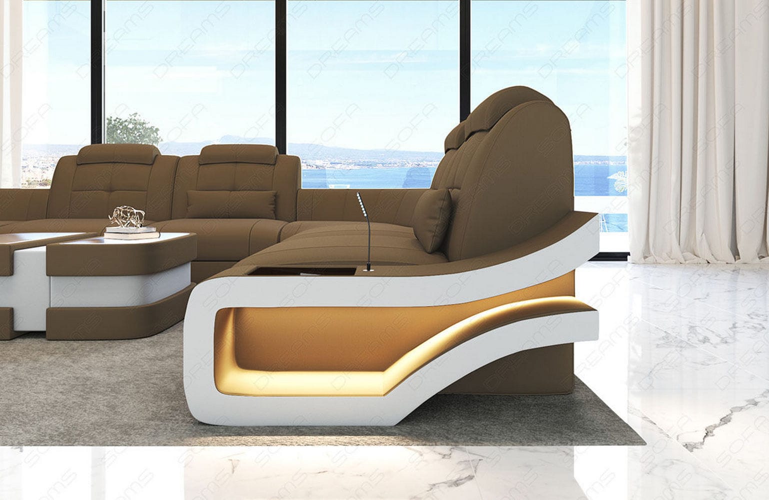 Polster-Wohnlandschaft Elena – Komfort & Stil Cappuccino-Weiß