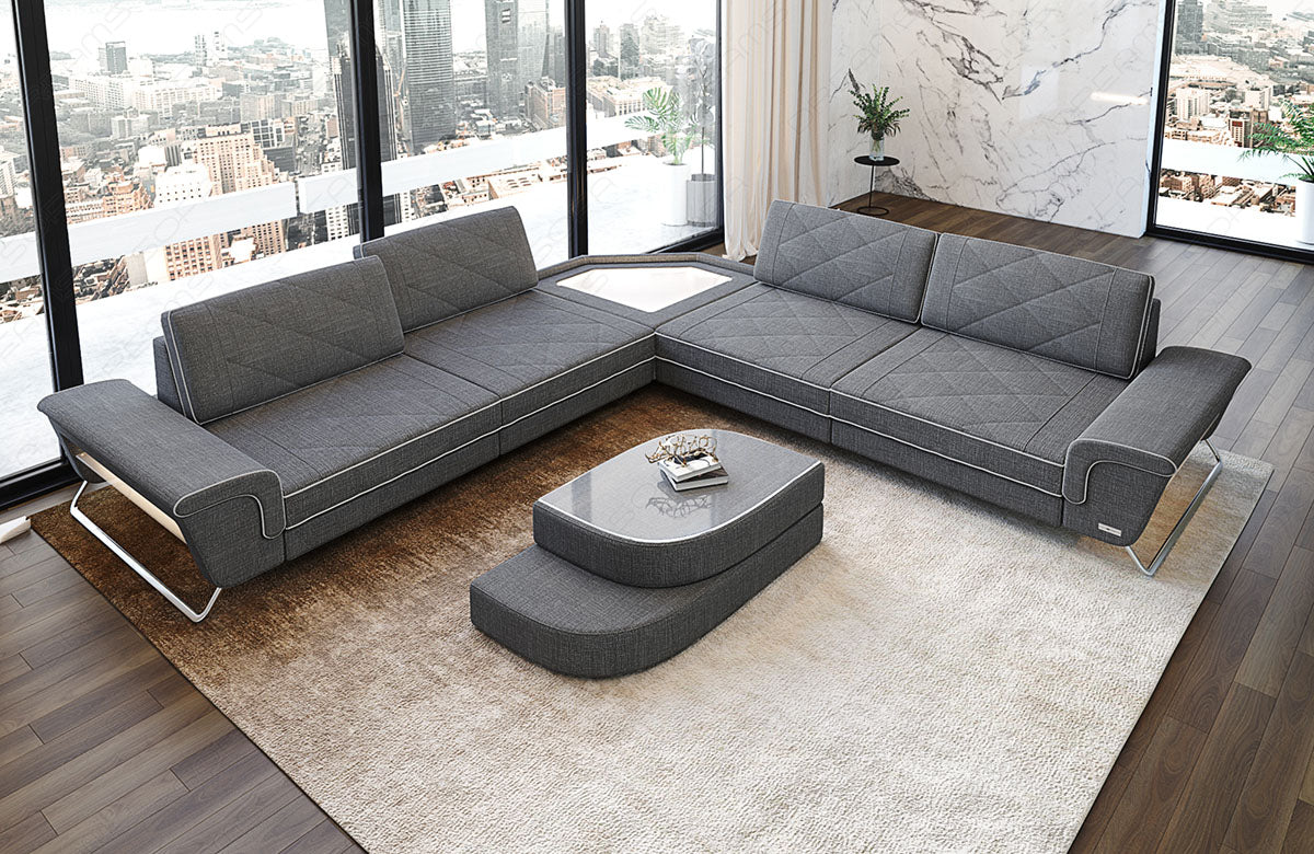 Polster Ecksofa Sepino L-Form Grau-Weiß
