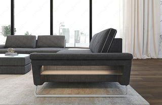Polster Ecksofa Sepino L-Form - Strukturstoff - Grau-Weiß - Ansicht 3