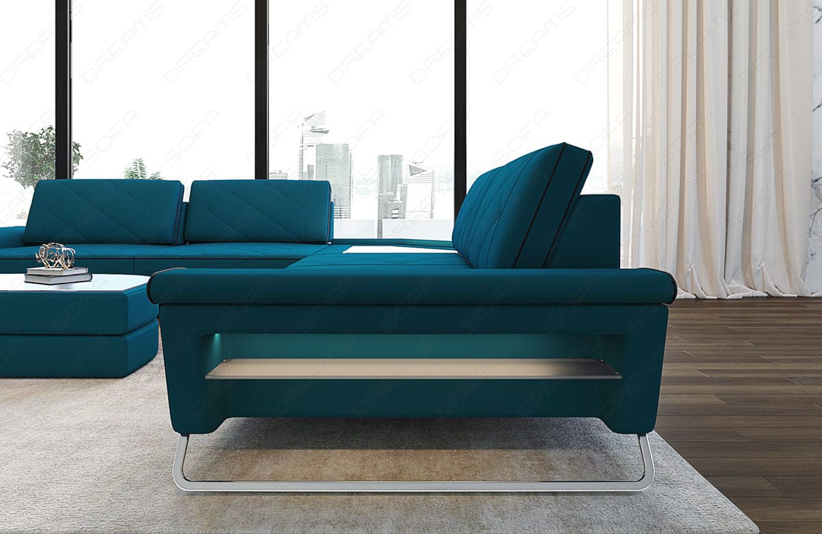 Polster Ecksofa Sepino L-Form - Mikrofaserstoff - Azurblau-Schwarz - Ansicht 3