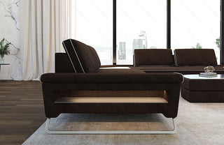 Couchlandschaft Sepino U-Form in Stoff Braun-Weiß