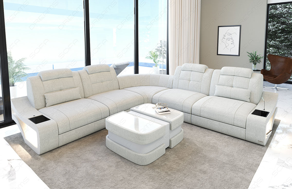 Polstersofa Elena L-Form Lang – Komfort & Eleganz Elfenbein-Weiß