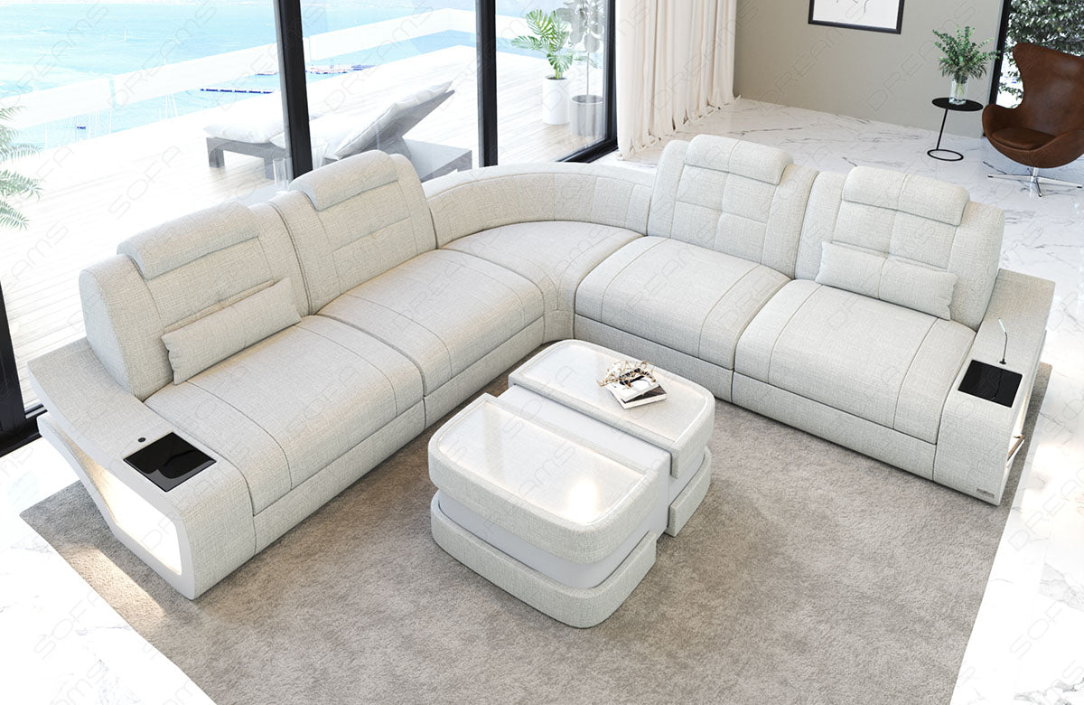 Polstersofa Elena L-Form Lang – Komfort & Eleganz Elfenbein-Weiß