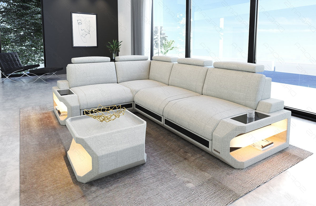 Ecksofa Siena L Stoff – Modern & Komfortabel Elfenbein-Schwarz
