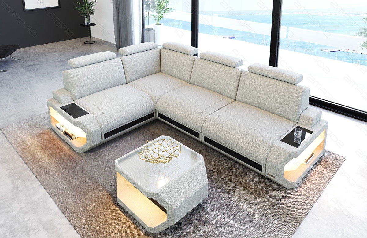 Ecksofa Siena L Stoff – Modern & Komfortabel Elfenbein-Schwarz