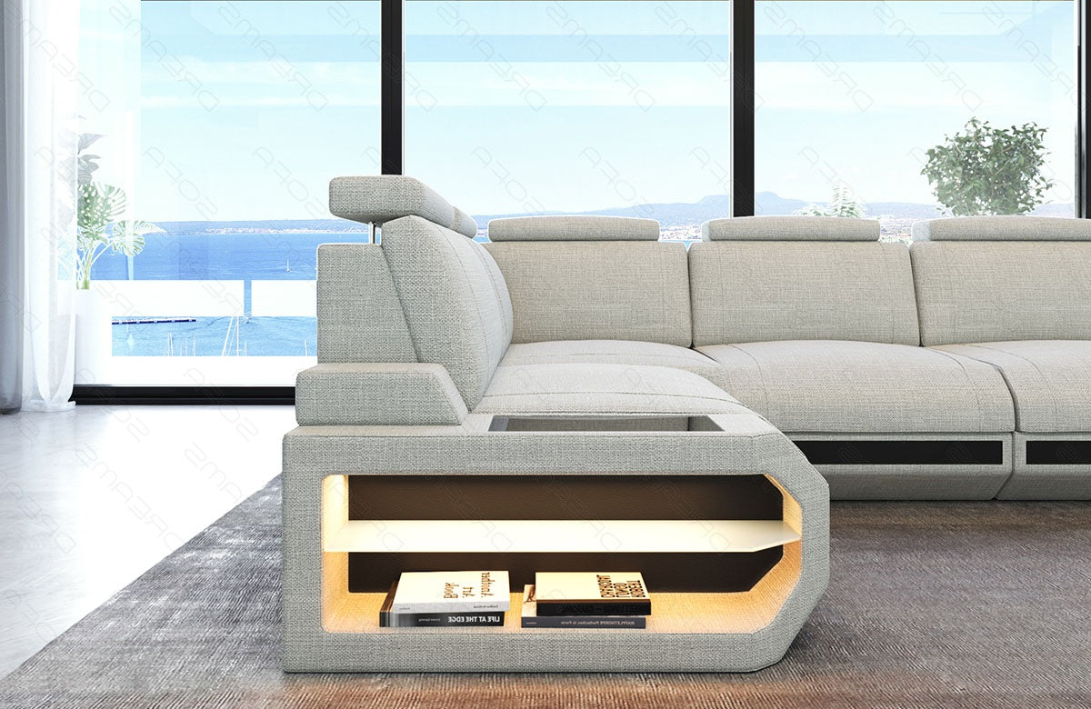 Ecksofa Siena L Stoff – Modern & Komfortabel Elfenbein-Schwarz