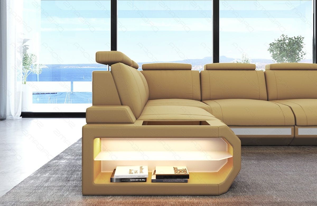 Stoff Ecksofa Siena L-Form Beige-Weiß