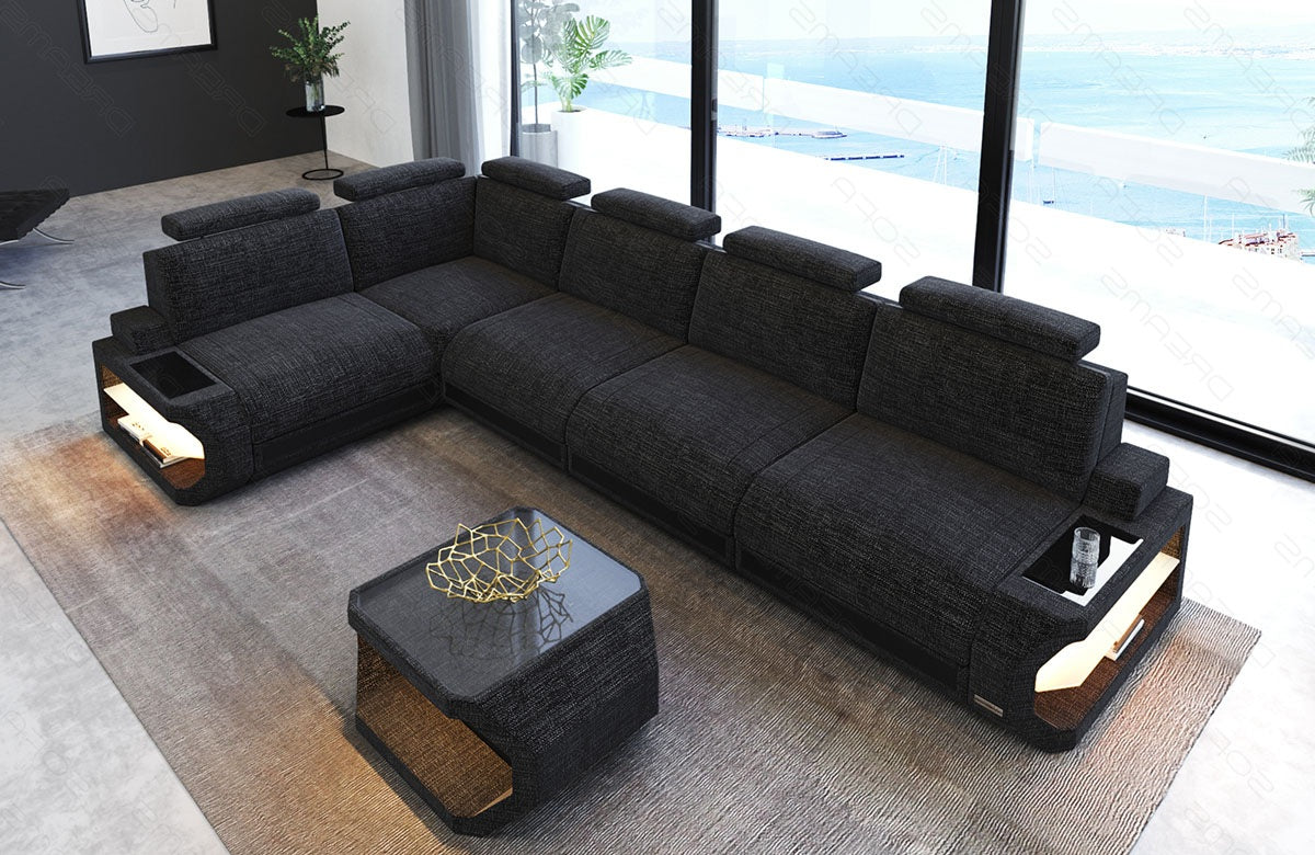 Polstersofa Siena L Lang – Komfort & Eleganz Schwarzgrau-Schwarz