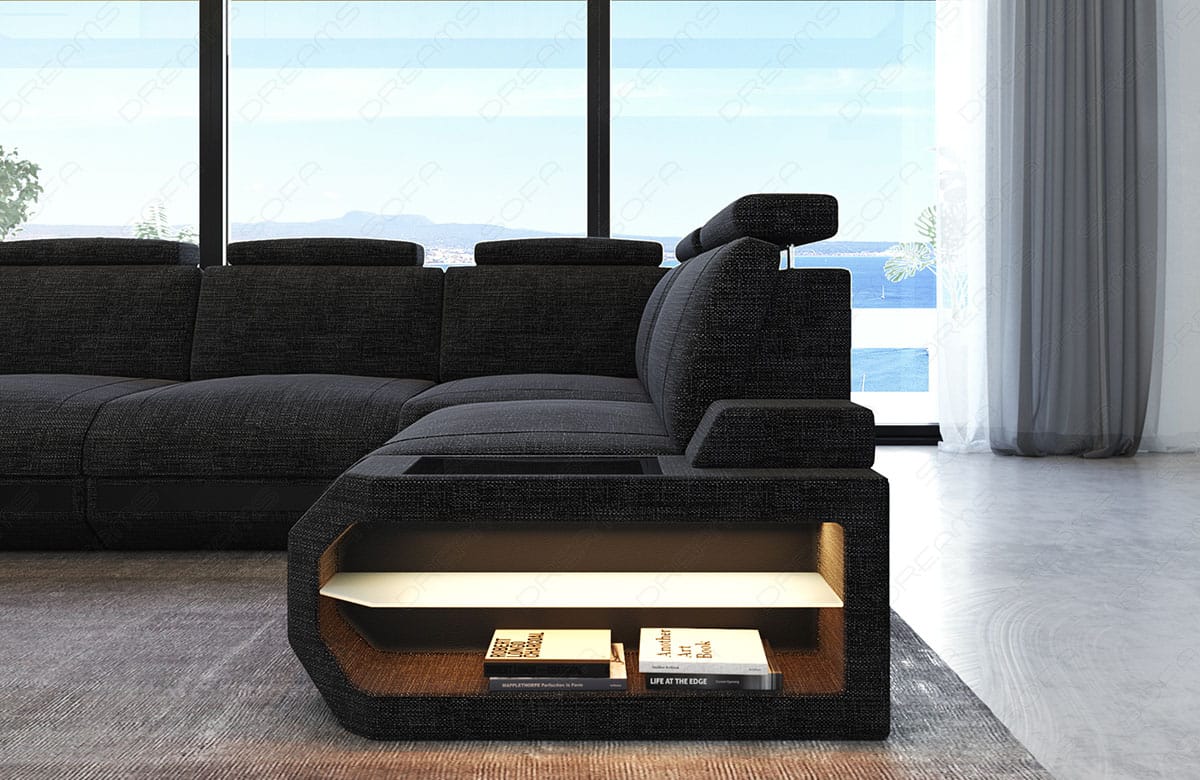 Ecksofa Siena Lang L Form aus Stoff schwarzgrau-schwarz