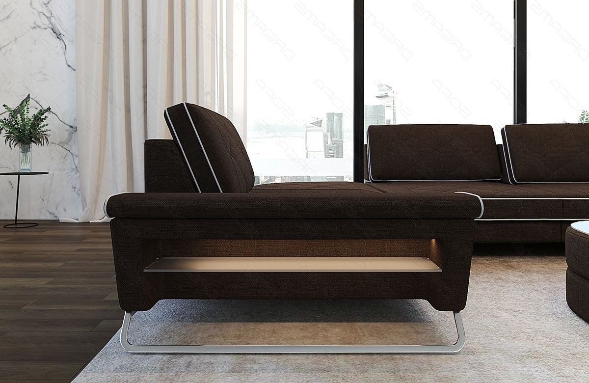 Ecksofa Rotello L – Stoff Braun-Weiß