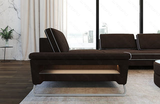 Stoff Ecksofa Rotello L-Form Braun-Weiß