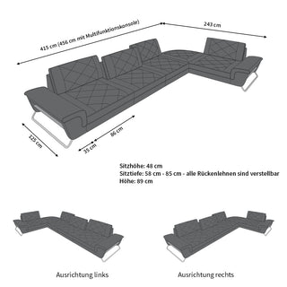 Stoff Ecksofa Rotello L-Form Braun-Weiß
