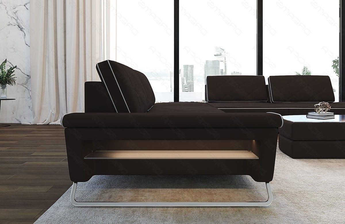 Wohnlandschaft Rotello U-Form aus Stoff mokka-weiß