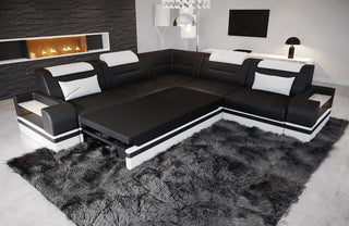 Couch Trivento L-Form in Stoff Grau-Weiß