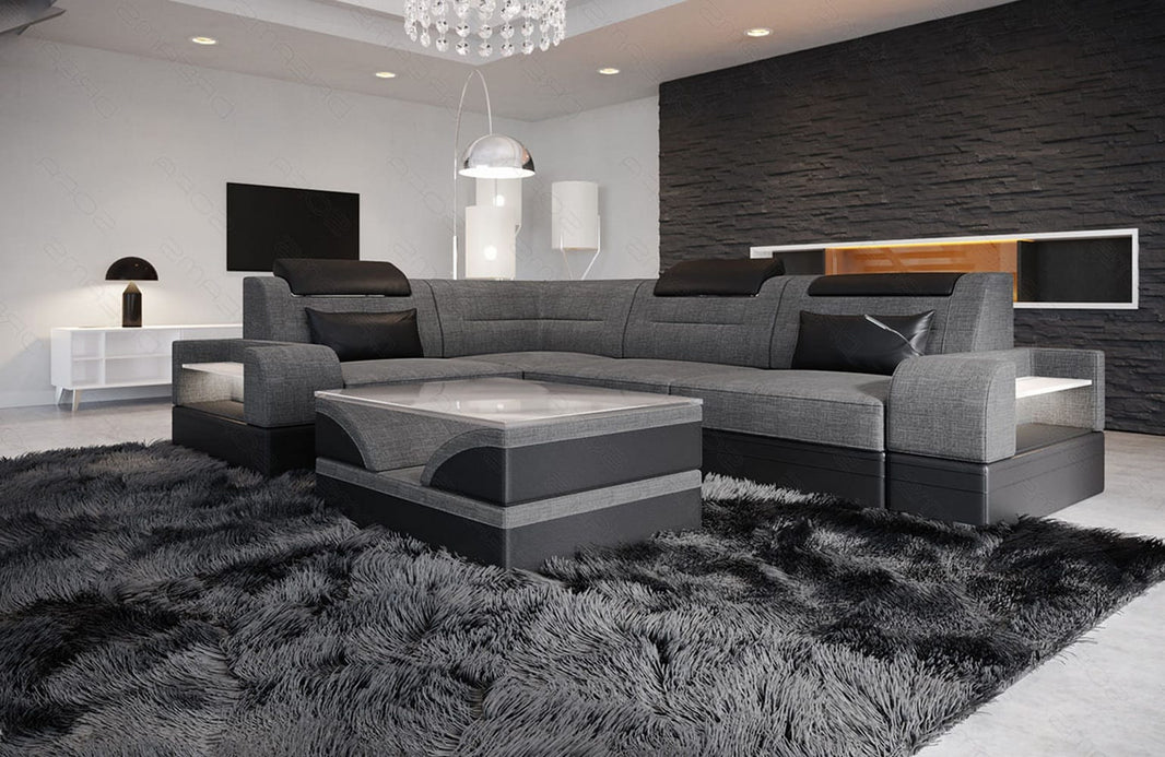 Couch Trivento L-Form in Stoff Kurz
