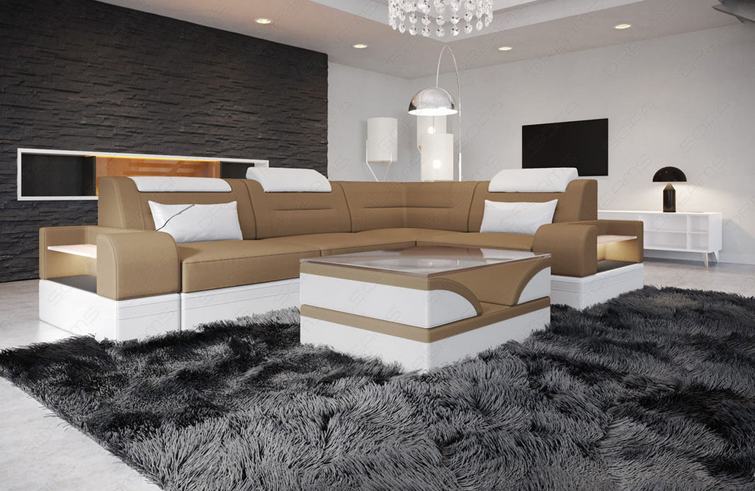 Couch Trivento L Form in Stoff Kurz