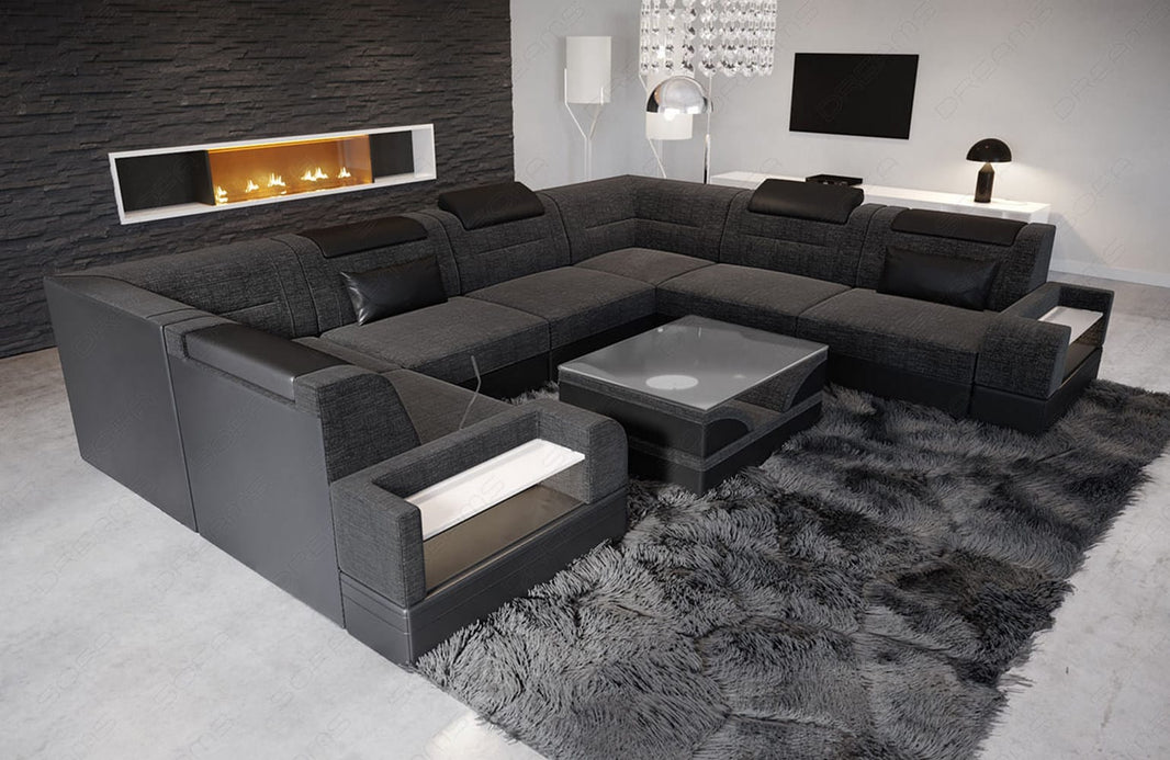 Wohnlandschaft Trivento U-Form aus Stoff